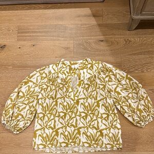 Bamboo Print V-Neck Blouse